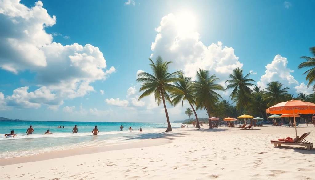 Clima em Paripueira retrata um dia de praia ensolarado com céu claro, águas vibrantes e banhistas felizes.