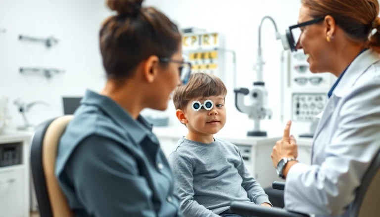 Child receiving an eye exam highlighting Our Children's Vision initiative for better eye care.