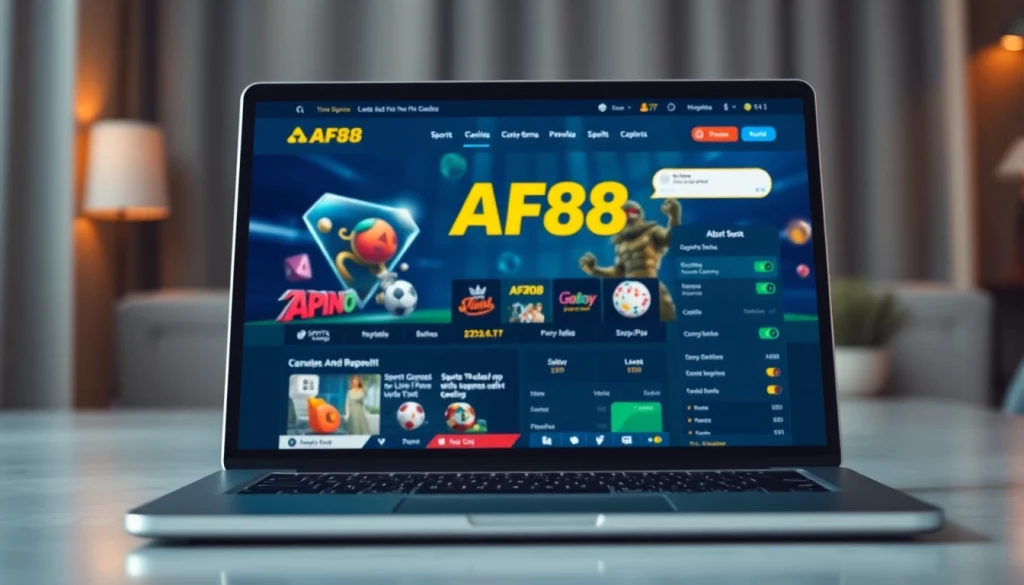 AF88.com homepage showcasing an engaging online gaming interface for sports betting and casino.