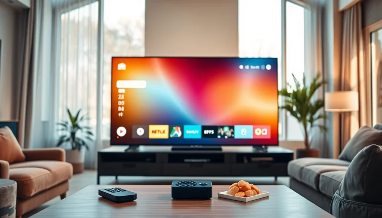 Engaging interface of iron tv pro showcased on a modern TV in a cozy living room.