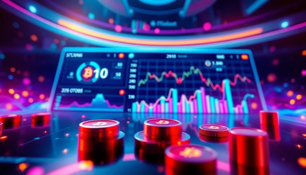 Trending Coins listing showcasing an interactive cryptocurrency dashboard with vibrant graphics.