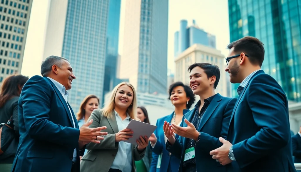 Explore Chicago jobs with motivated professionals networking against the backdrop of the Chicago skyline.