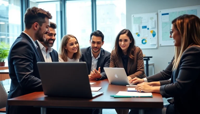 Engaging strategy session showcasing Good Wolf Marketing team collaboration in a bright office.