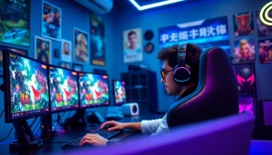 Masuk ke bolahiu login game dengan gamer bersemangat di ruang permainan yang modern.