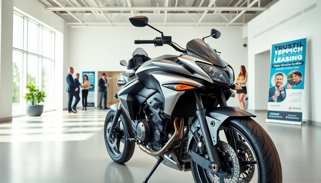 Motorrad leasing für hochwertige Motorräder in einem modernen Showroom.