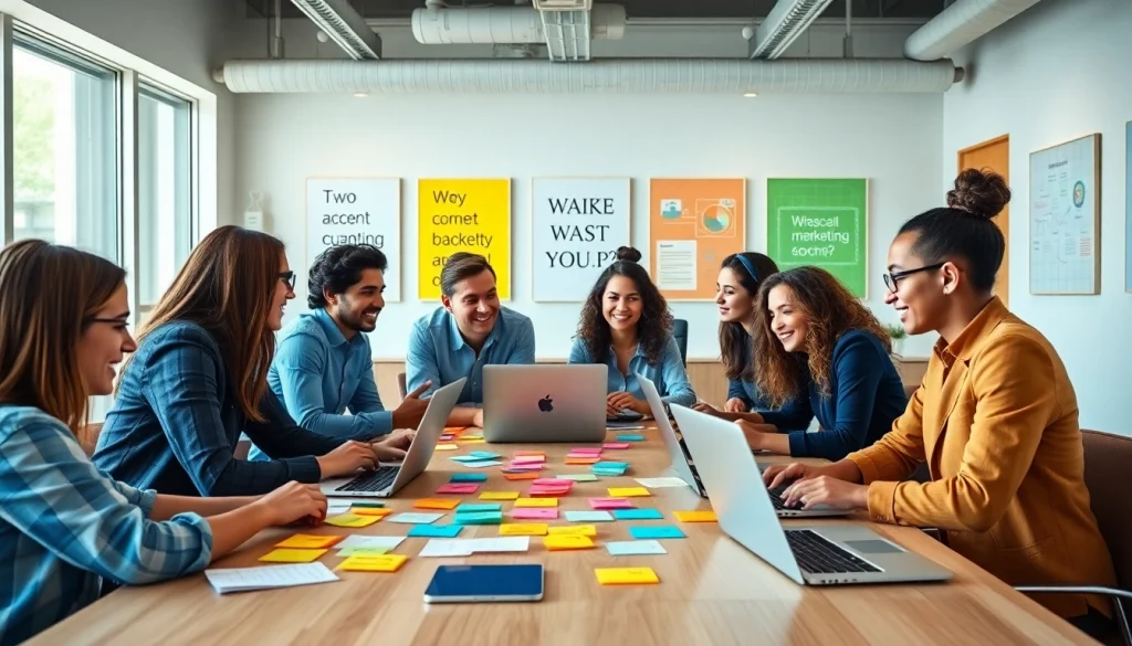 C168 digital marketing team collaborating in a modern office environment.