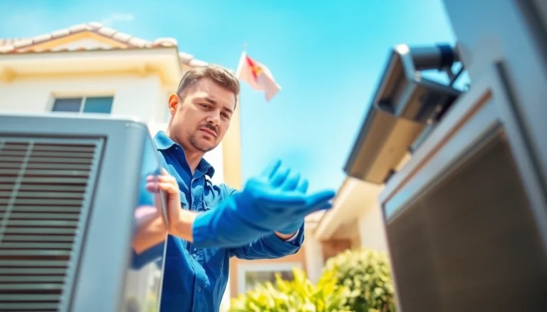 Technician performing AC repair in Phoenix AZ, showcasing expert service and a clean environment.