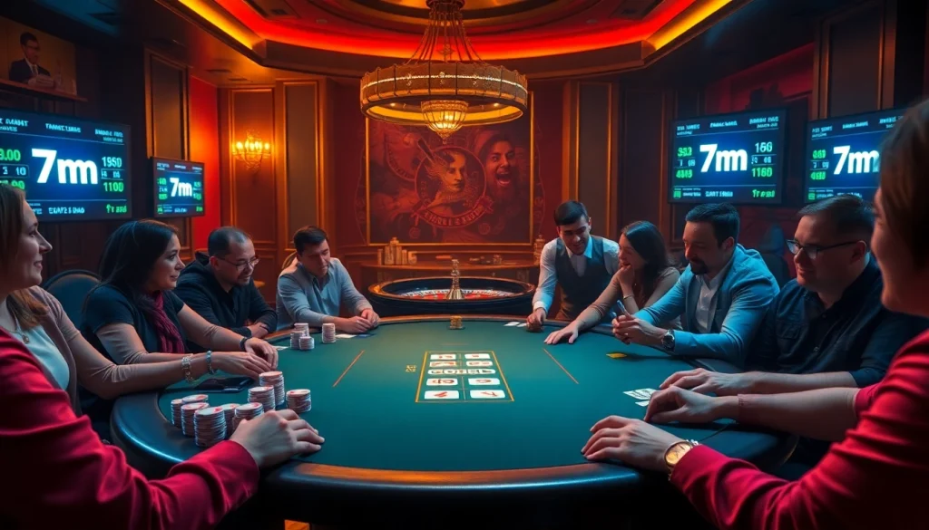 Engage in high-stakes poker action at 7m casino with vibrant tables and live odds.