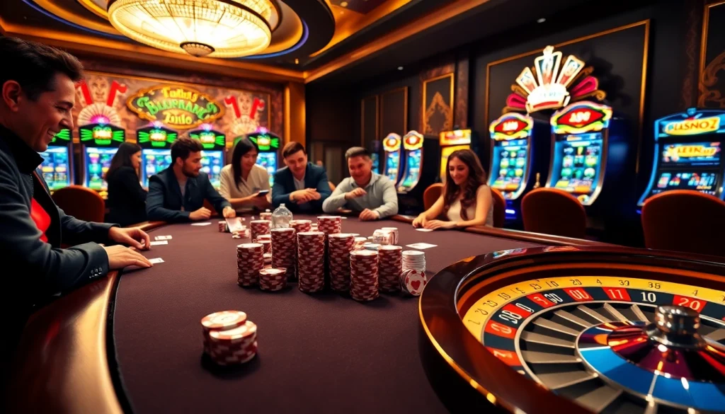 Enjoying a thrilling poker game at Luck8's stunning casino table.