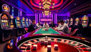 Experience thrilling poker as players engage at the BIG88.BAR casino table.