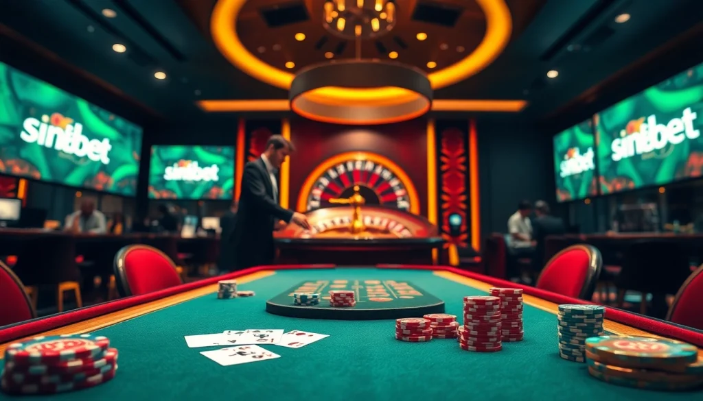 Experience thrilling casino action at sinbet.ink with poker tables and roulette wheels.