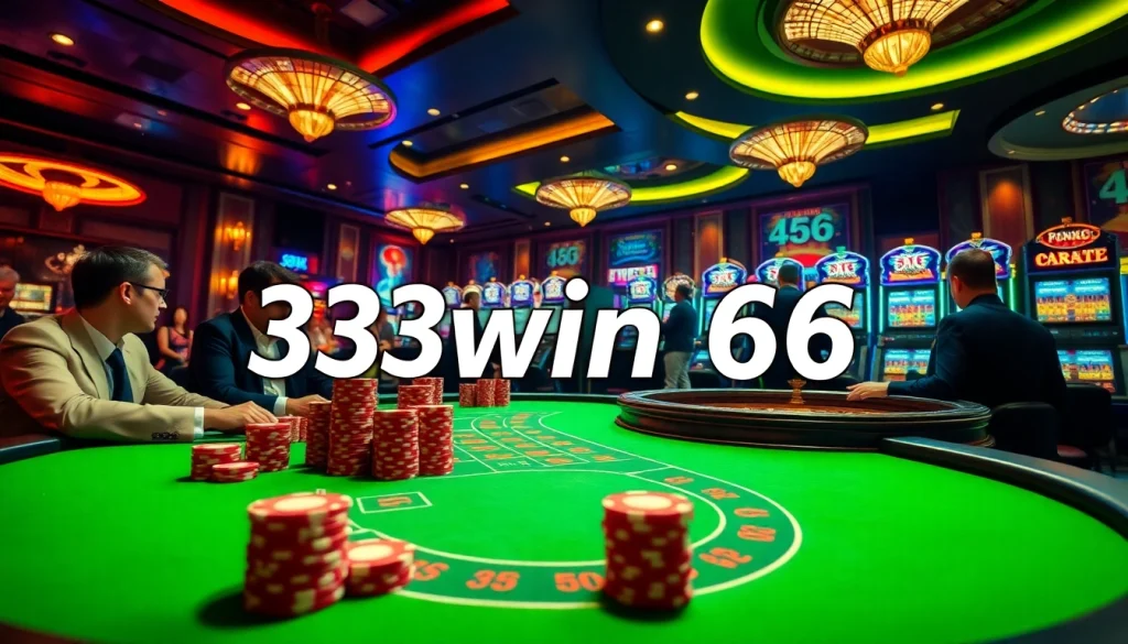 Experience excitement at 33win 66 with luxury poker tables and vibrant casino atmosphere.