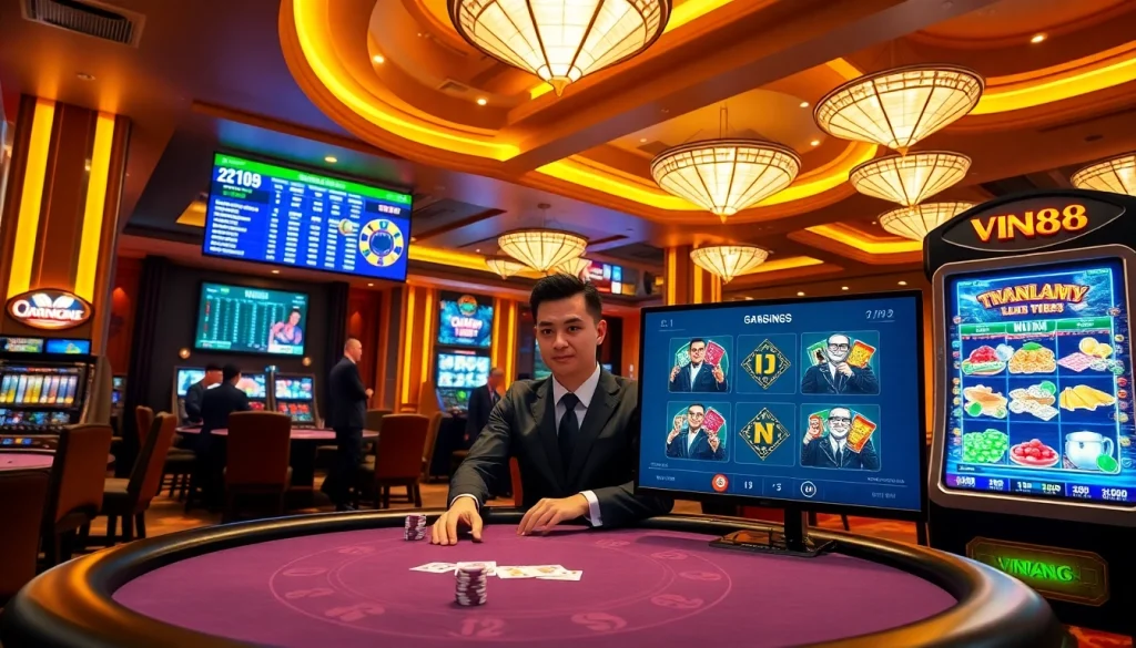 Play poker and slots at VN88's luxurious casino environment.