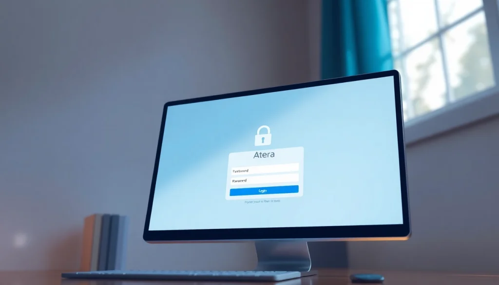 Atera login interface showcasing secure access features for user authentication and safety.