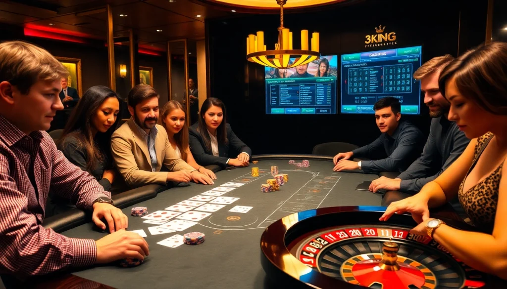 Exciting gameplay at 3king casino table with poker chips and roulette, showcasing thrilling gambling moments.