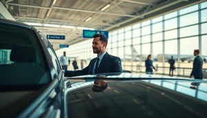 Experience premium airport black car service with a luxurious vehicle at the terminal.