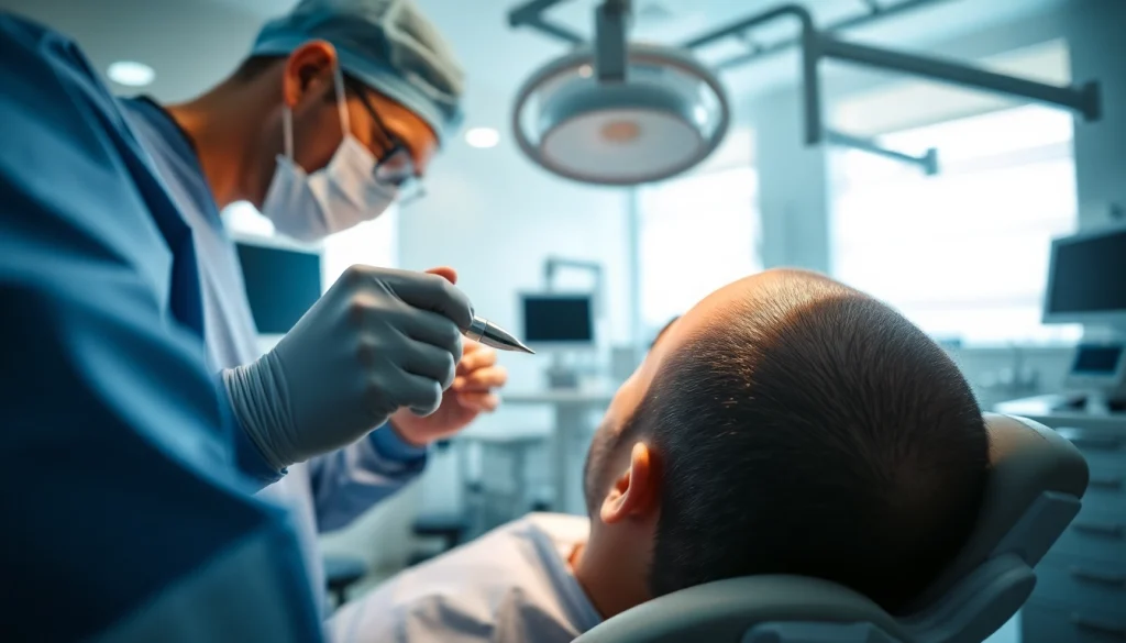 Hair transplant uk procedure showcasing a professional surgeon performing a transplant.