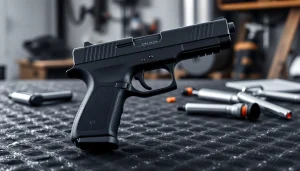 Showcase polymer-80 handgun focusing on its detailed frame and design elements.