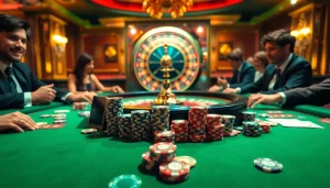 Trải nghiệm cược đầy hứng khởi tại Bet VIP với bàn poker sang trọng và không khí casino sống động.