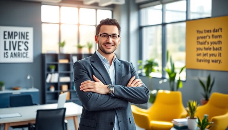 Engaging business coach los Angeles leading a client in a modern office.