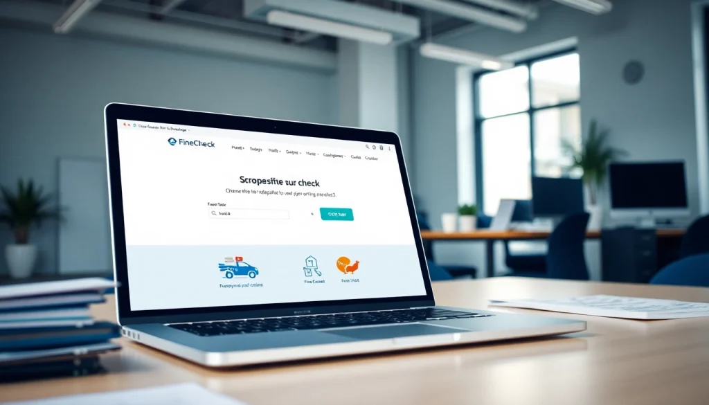 Check traffic fines on https://finecheck.cy using a professional interface on a laptop.