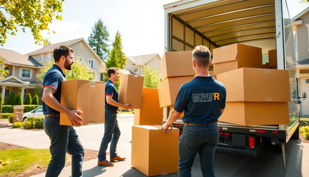 Movers Vancouver team efficiently loading a moving truck in a sunny neighborhood.