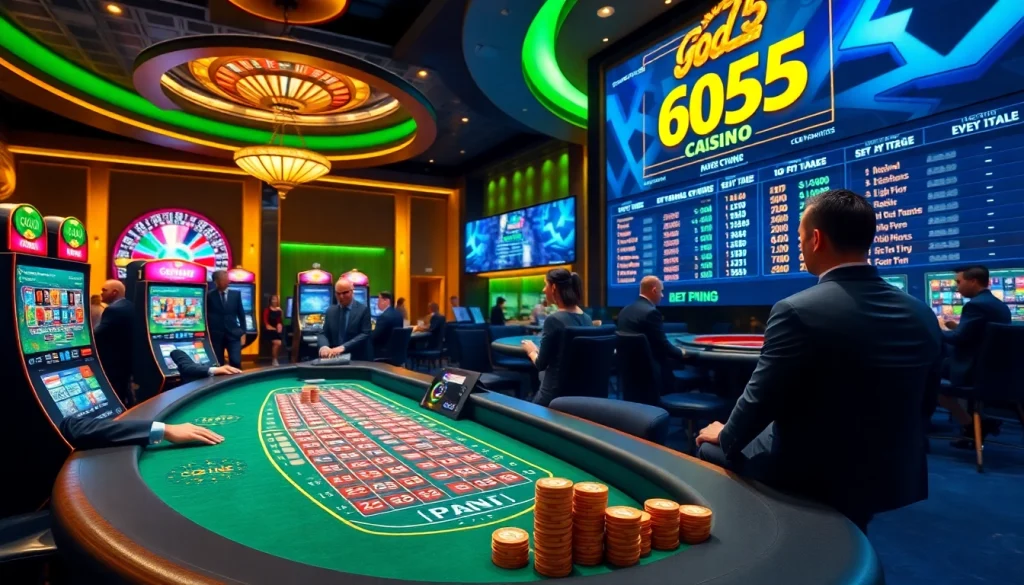 Experience the excitement of god55 casino with vibrant gaming tables and engaging players.