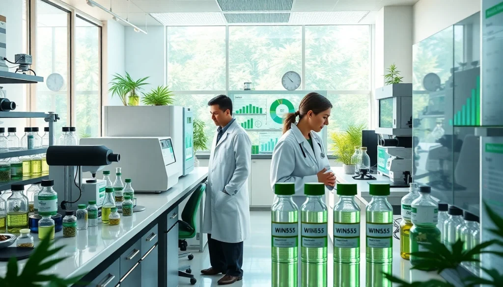 Professional cannabis research lab showcasing WIN55 cannabinoid studies.