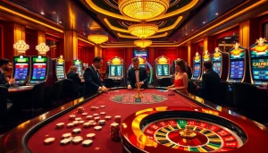 Exciting casino gameplay scene highlighting Kjc solutions with vibrant poker action and luxury atmosphere.