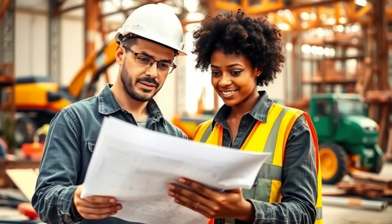 Construction workforce development highlights skilled professionals collaborating on-site.