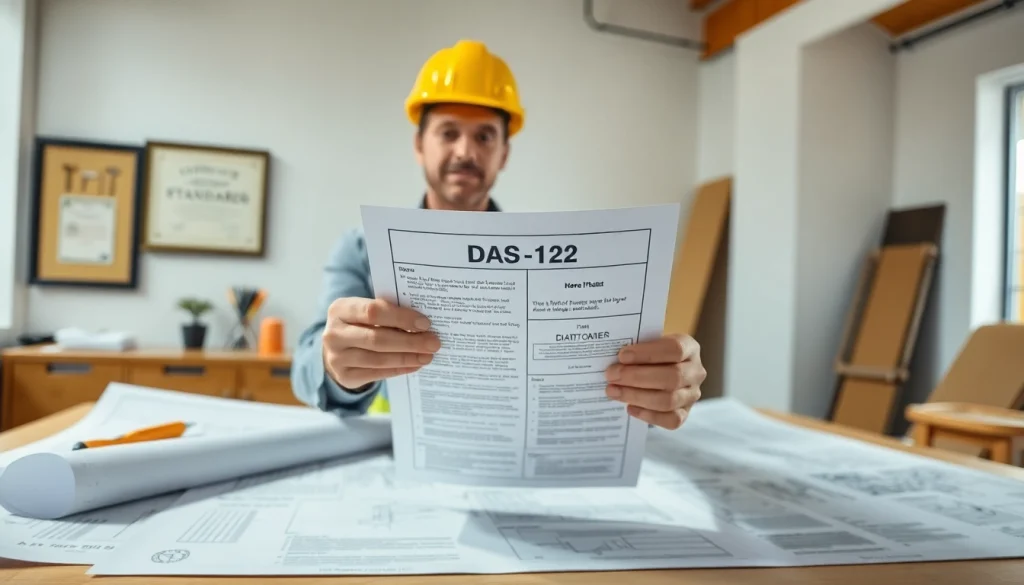 DAS 142 form being reviewed by a contractor in a professional setting