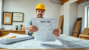 DAS 142 form being reviewed by a contractor in a professional setting