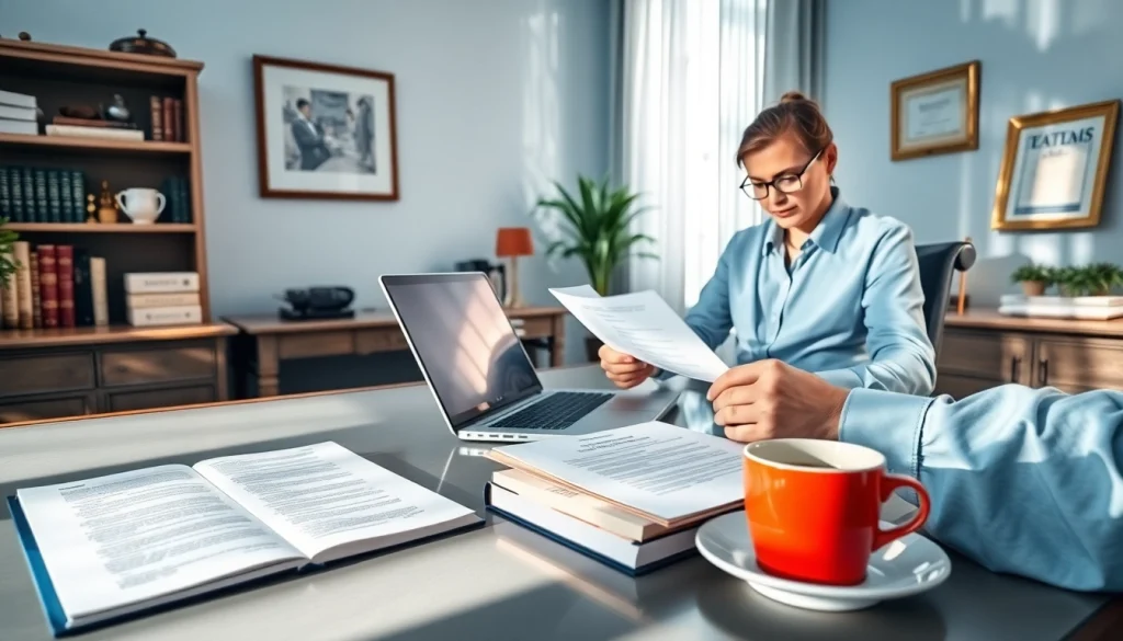 Professional workspace illustrating beëdigde vertaling services, with translation tools and certification documents.