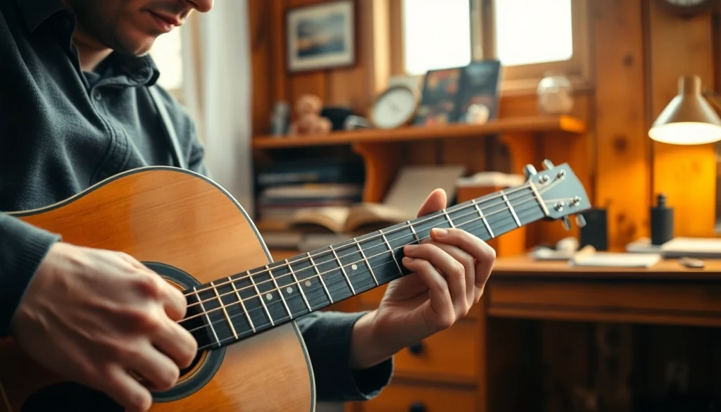 Experience guitar mastery with https://guitarlessons.co.uk in a cozy, artistically inspiring setup.