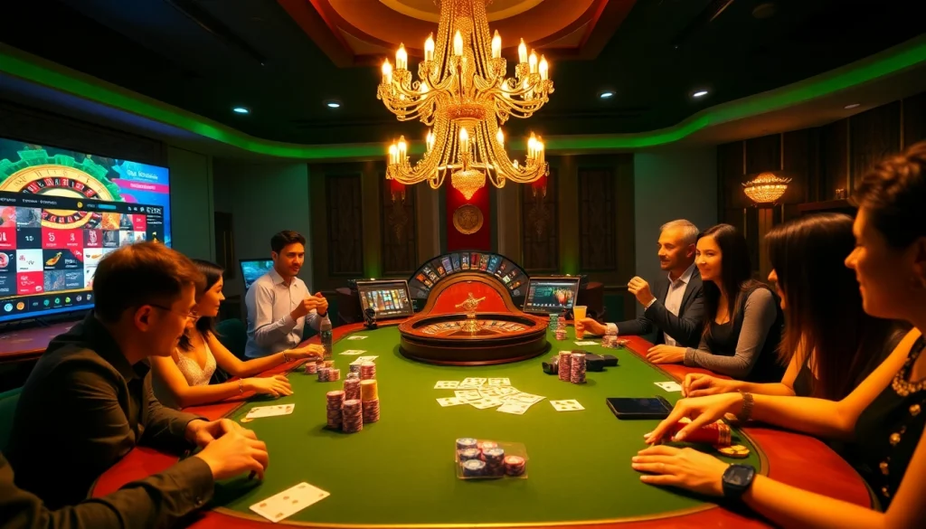 Enthusiastic gamblers revel in the luxurious atmosphere at https://rr88.gratis/, showcasing poker excitement and strategy.