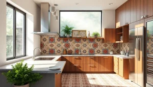 Les carreaux Zellige créent une toile de fond vibrante pour la cuisine, avec des motifs complexes et une ambiance chaleureuse.