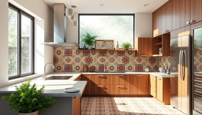 Les carreaux Zellige créent une toile de fond vibrante pour la cuisine, avec des motifs complexes et une ambiance chaleureuse.