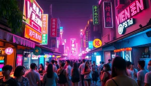 Vibrant 베트남밤문화 scene showcasing lively bars and nightlife in Vietnam