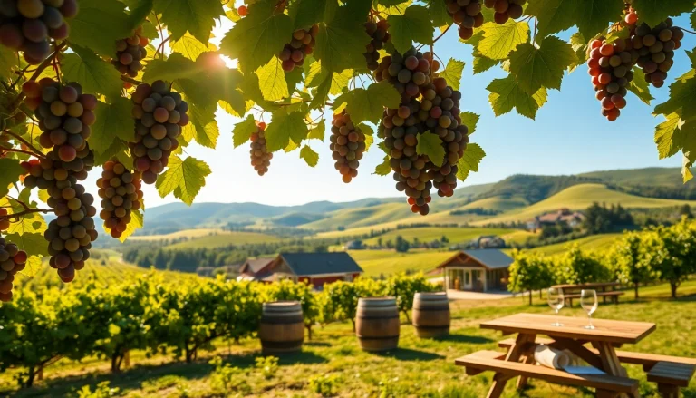 Enjoying scenic views at clarksburg wineries with lush vineyards and sunny skies.