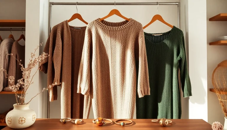 Showcase sustainable fashion on https://www.ound-ound.com with intricate hand-knitted garments of natural materials.