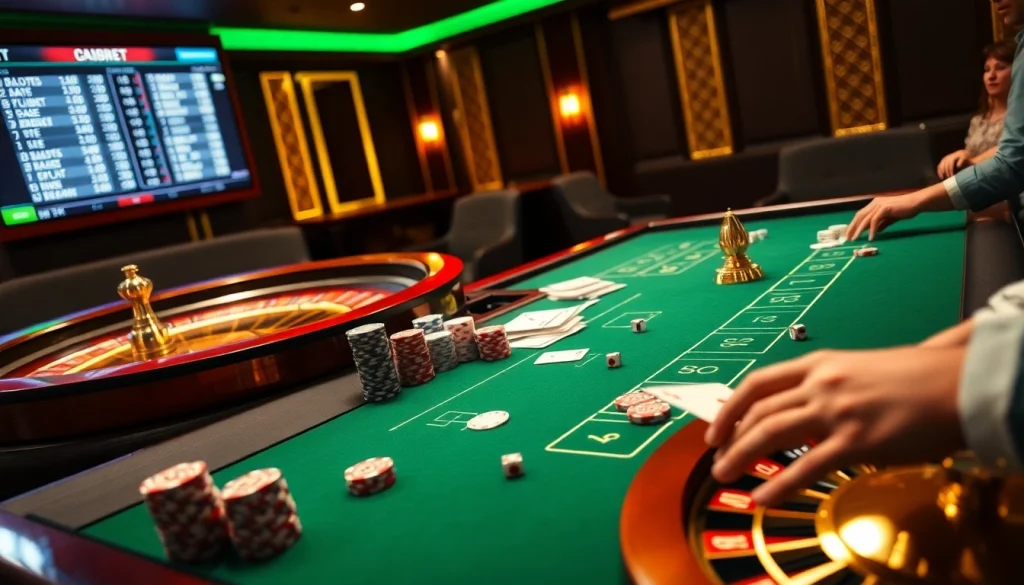 Experience the excitement of 5GBET with professionals at a vibrant casino table.