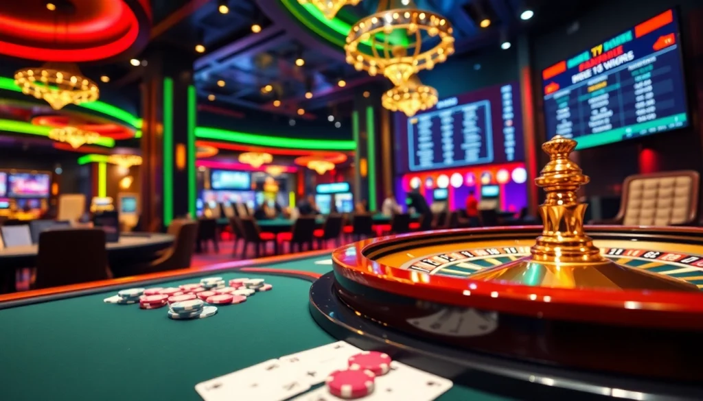 Players enjoying a dynamic game of poker while tracking 7m betting odds on a screen.