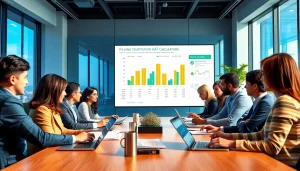 VAT Return Filing in a collaborative office environment with financial professionals engaged in discussions.