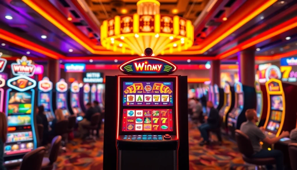 Experience thrilling winmy slot action in a vibrant casino filled with excitement.