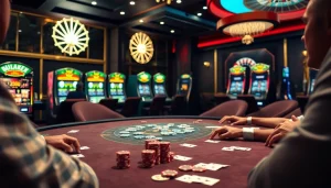 Players at a vibrant netwin poker table enjoying high-stakes gameplay.