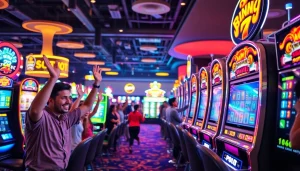 Menang di slot depo 1k dengan mesin slot yang berkilau dan pemain bersemangat.