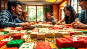 Jangan lewatkan mahjong ways 2 yang menampilkan pemain penuh semangat diatas meja permainan.