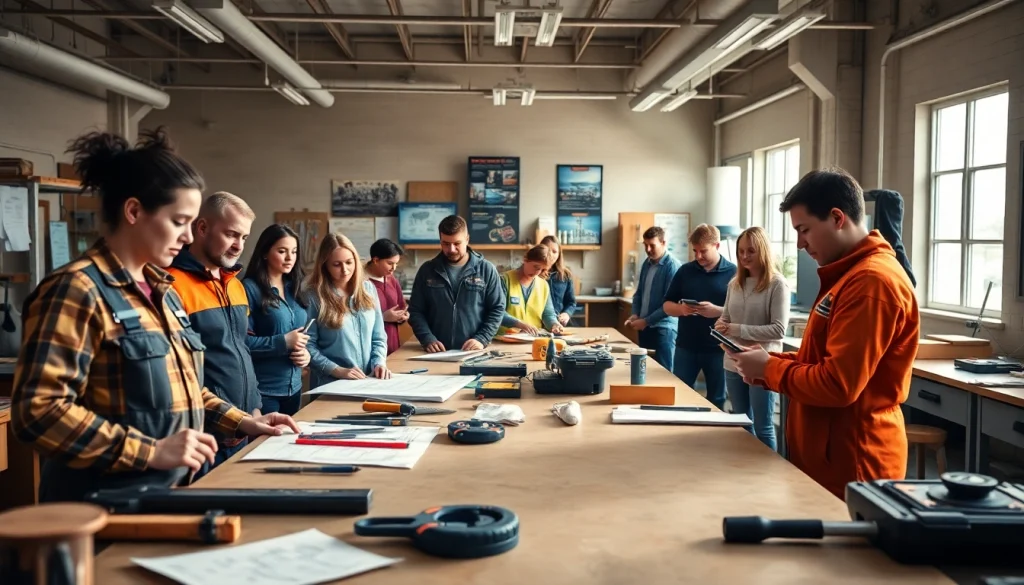 Students practicing skills in a Trade School In Tennessee classroom, showcasing hands-on learning.