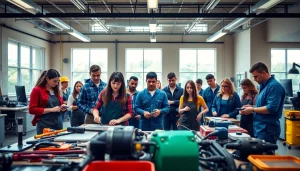 Students participating in hands-on learning at a Trade School Knoxville TN, showcasing practical skills.