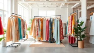 Punta di roma kopen met luxe stoffen in een aantrekkelijke stoffenwinkel.